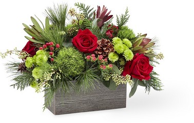 The  Christmas Cabin Bouquet from Clifford's where roses are our specialty